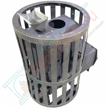 Печь чугунная для бани Воевода 15, закрытая каменка, каминная дверца (Березка)