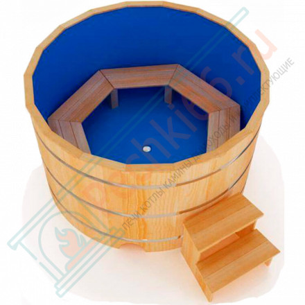 Купель кедровая Премиум круглая с пластиковой вставкой 150х150х120 (НКЗ)