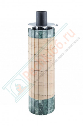 Дымоход - конвектор Окаменевшее дерево перенесённый рисунок + Змеевик, d-115, L=1000 мм (Feringer)