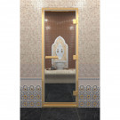 Стеклянная дверь DoorWood «Хамам Прозрачная» в золотом профиле 1800х700 (по коробке)