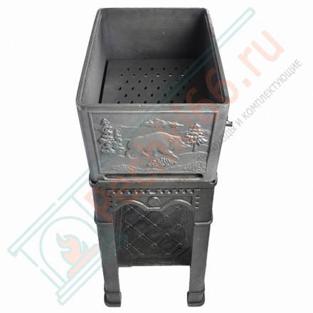 Чугунный мангал литой Красная книга-3, с полкой (Литтех)