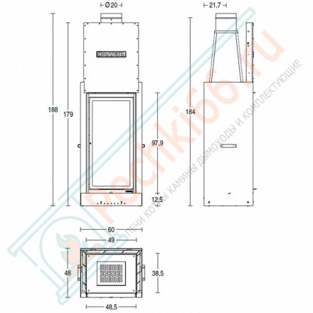 Стальная топка MA 266 SL (Piazzetta) 12,5 кВт