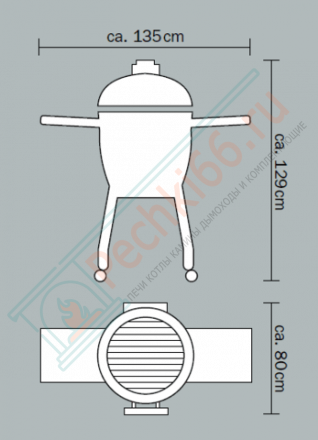 Гриль из керамики с ножками и столиками Le Chef Black (Monolith)