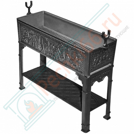 Мангал чугунный Нормандия-2, с полкой (Литтех)