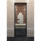 Стеклянная дверь DoorWood «Хамам Прозрачная» в черном профиле 2100х900 (по коробке)