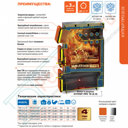 Комбинированный котел Куппер ПРО-42 (2.0) (Теплодар)