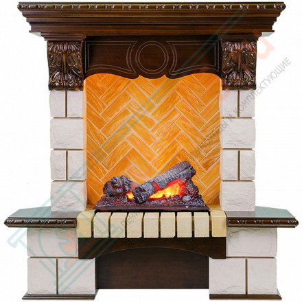 Каминокомплект электрический Pierre Luxe угловой - Темный дуб / Шампань (Высота 975мм) с очагом Cassette 400 NH (Dimplex)