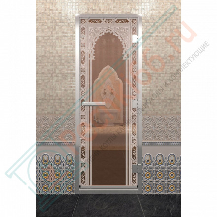 Стеклянная дверь DoorWood «Хамам Восточная Арка Бронза» 1900х700 (по коробке)