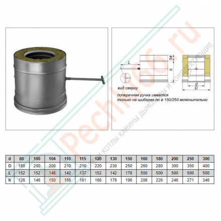 Задвижка повортная V50R с изол (AISI-321/0,8-AISI-304/0,5) d-130/230 (Вулкан-Cerablanket)