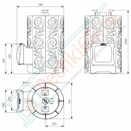 Дровяная банная печь Grill'D Violet World Short Window Max
