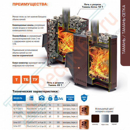 Печь для бани Тамань-20 Т (2017) (Теплодар)