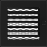 Вентиляционная решетка для камина с жалюзи 170х170, черная (FireWay)
