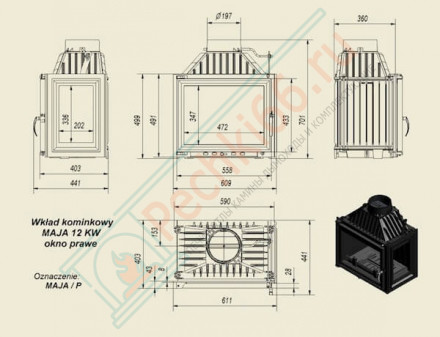 Чугунная топка Maja 8 left (Kratki)