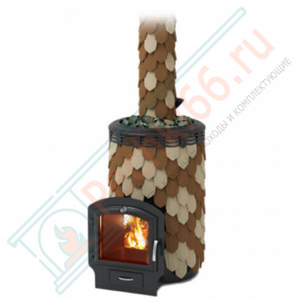 Печь для бани Альфа Панголина Inox ЧДБСЭ, ЗК, шамот-терракота (T.M.F) до 24 м3