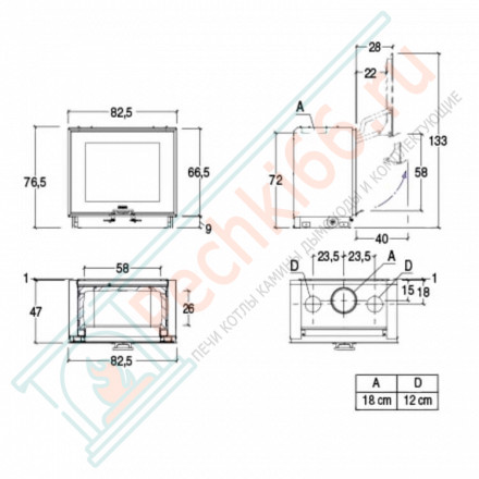 Стальная топка MC 80/64 BL (Piazzetta) 11 кВт