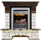 Каминокомплект электрический Pierre Luxe угловой - Темный дуб / Белый (Высота 1050мм) с очагом Danville Chrome FB2 (Dimplex)