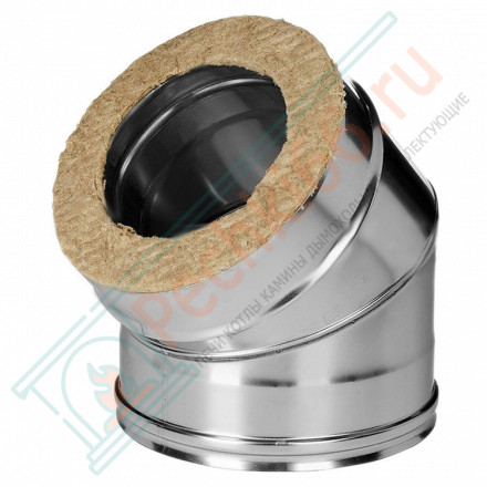 Отвод 45° с изол (НЕРЖ-321/0,8-НЕРЖ-439/0,5) d-130/210 (Дымок-Lux)