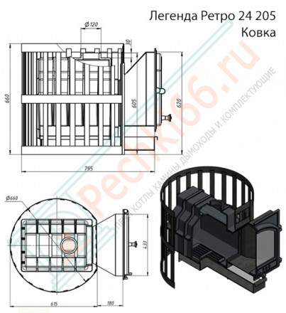 Чугунная печь для бани Легенда Ретро 24 Ковка 205 (Везувий)