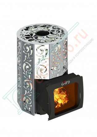 Дровяная банная печь Grill'D Violet Steel Short Window Max (Камень колотый 100 кг)
