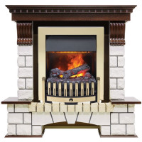 Каминокомплект электрический Pierre Luxe угловой - Темный дуб / Белый (Высота 1050мм) с очагом Danville Brass FB2 (Dimplex)