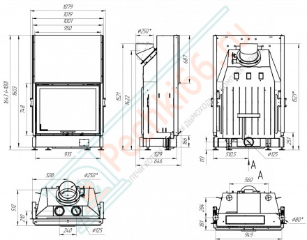 Каминная топка Вега 1000 M принтинг (Экокамин)