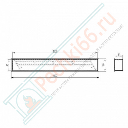 Горелка прямоугольная для биокамина 1100 (ZeFire)
