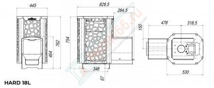 Печь банная HARD CERAMIC STONE 28L 2021 Панорама (Сталь-Мастер) до 30 м3