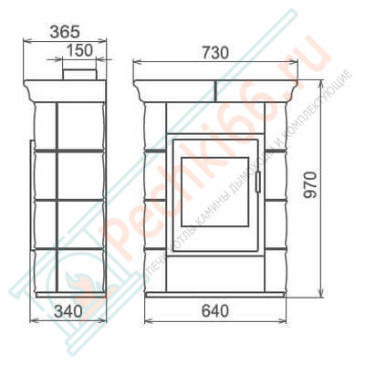 Печь-камин Borgholm keramik, Бежевая (Thorma) до 165 м3