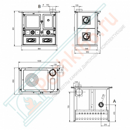 Печь с варочной поверхностью Rosa Reverse, цвет бежевый (La Nordica)