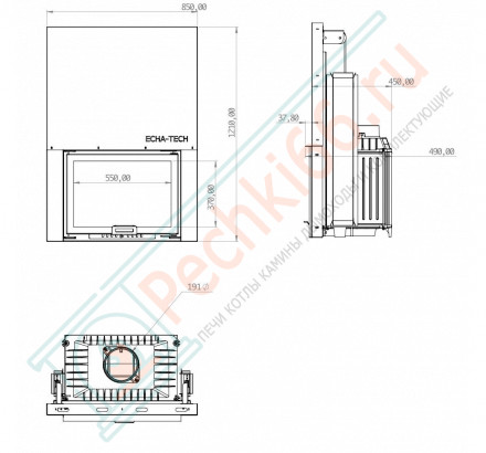 Каминная топка Font 700 G, гильотина (ECHA-TECH) 14 кВт
