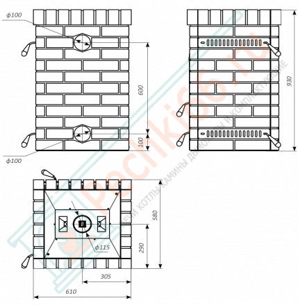 Дровяная банная печь Grill'D Retro Short (Камень колотый 20 кг)