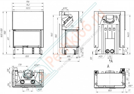 Каминная топка Дельта 1000 R два стекла правая (Экокамин)