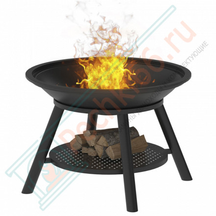 Чугунная костровая чаша Fantastic Ø 700 на подставке престиж, декор Русский Лес (Везувий)