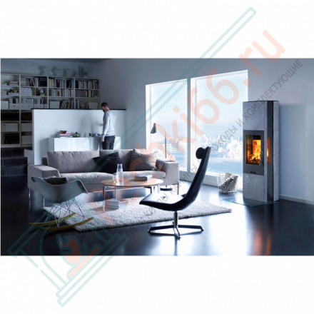 Печь-камин 35T:1, с чугунной дверцей, верх стекло, цвет корпуса топки серый (Contura)