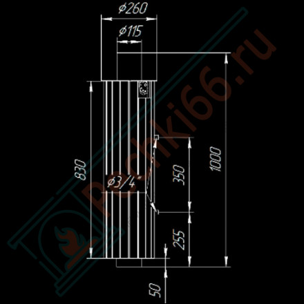 Дымоход с регистром Окаменевшее дерево перенесённый рисунок + Россо Леванте, d-115, L=1000 мм (Feringer)